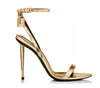 Luxury pop woman sandal padlock Lock 105mm gold heels pointy toe Ankle Strap sliver golds Sandals naked leathers sexy heel sandals 35-44EU