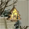 Christmas Decorations Christmas Decorations Tree Hanging Led Glowing Wooden Star Xmas Festival Luminous Ornaments For Home El Bar Tr Dh3Ev