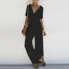 Kobiety Jumpsuits Rompers Women Summer Lats Short Sleeve szerokie nogi Boho Jumpsuit Romper Spodni Clubwear 221123