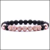 Beaded Natural Stone Micro Inlaid Copper Ball Zircon Bracelet Charm Beads Men And Women Black Matte Agate Bead Drop Delivery Dhgarden Dhm9S