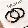 Beaded 8Mm Beads Bracelets Black Matte Onyx Stone Sets Charm King Crown Women Men Jewelry Drop Delivery Dhgarden Dh93K