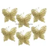 Noel dekorasyonları Noel dekorasyonları 6pcs 2022 Süslü Ağaç Asma Kolye Simation Butterfly Xmas Kerstboom Decoratieschri DHA8D