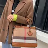 designer bag Jamhoo Bolsos de mano grandes informales para mujer Bolso de mensajero de lona a cuadros para damas Bolso de diseñador de color en contraste Maletín de viaje