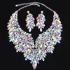 Wedding Jewelry Sets Luxurious Dubai Style Crystal Statement Bridal Silver Color Prom Necklace Earring Christmas Gift