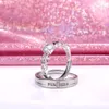 Wedding Rings Fashion Couple for Lovers verstelbare romantische kristal hart vrouwen eenvoudige zirkoon mannen ringband zilveren kleur