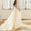 Robes De Mariée Sirène Élégantes Transparent Bateau Col En V Fleur Candidat Manches En Dentelle Avec Remorque Amovible Robe De Chapelle Sur Mesure Plus La Taille Vestidos De Novia