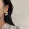 Studörhängen S925 Silver Needle Korean Vintage C Form för kvinnor Lregular Pearl Fashion Trend Jewelr Piercing Ear Studs