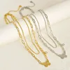 18k guldfjärilhalsband hänge rostfritt stål pappersklippkedja dubbel lager halsband för kvinnor mode smycken