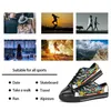 Мужская и женская обувь на заказ, низкие кеды, парусиновые скейтборды, тройные черные спортивные кроссовки с УФ-печатью, Kele349