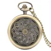 Pocket Watches Bronze Hollow Flower Quartz Halsband Titta på män Kvinnor Vintage Pendant Clock Arabisk siffra Vit Dial Chain Timepiece Gift