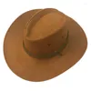 베레모 Q39C 세련된 서양 카우보이 모자 넓은 챙 마우 걸레 올 매치 재즈 가짜 스웨이드 발렌타인 데이를위한 최고의 선물