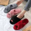 Slippers Warm Fluffy Women Faux Fur Cross Indoor Floor Slides Flat Soft Furry Shoes Ladies Female Non Slip House Whosale 221124