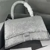 Sanduhr-XS-Handtasche mit Strasssteinen, Damen-Handtasche mit Strasssteinen/Diamanten, Party, Abschlussball, glitzernde Handtaschen, funkelnde Handtasche, luxuriöse Halbmond-Schultertasche
