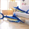 1Pc 100Cm140Cm Simulation Blue Marlin Plush Cushion Soft Cartoon Animal Shark Filled Doll Fish For Gifts Home Decoration Toys J220729