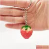 مفاتيح حبل الحبل كبير الحجم الكبير 3 سم stberry keychain bag bag قلادة راتنجات الفاكهة keychains إكسسوارات ترويجية samll سلسلة مفاتيح dhytb