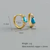 Hoop Earrings Water-Drop Shape Blue Geometric Zirconia For Women Simple Style Shiny Crystal Lovely Tiny Huggie Earring Jewelry
