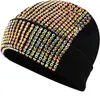Women Man Stone Beanie Cap Unisex Rhinestone Winter Hat Allover Girls Soft Warm Black Skull Caps Clear Black Crystals