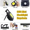 COB campinglampor mini LED -arbetsljus bärbar ficklampan USB uppladdningsbar nyckel ljus utanför vandringen