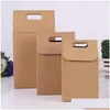 Enveloppe cadeau Brown Kraft Paper Sac pliable TEA FOOD FOOD Emballage Sacs Candy Candy Gift Box Hands Mands For Mariage Party Foft Supplies 1 2HQ YY DHFD2