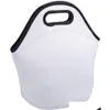 Scatole per il pranzo Borse Borse per il pranzo a sublimazione Vuoti Bianco Borsa riutilizzabile in neoprene Borsa a mano Insated Soft Fai da te Scuola Casa Drop Delivery G Dhbvj