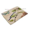 Tafelmatten Placemat Vintage Bloem en Bird Print Dish Glass Bar Mat Drink Coasters Cup Home Textiel Keuken Decor 42 32 cm