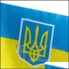 Bannerflaggor Handhold Mini Ukraine Emblem Flags Country Banner Ukrainska nationella bunting flagga Hållbar polyester 14x21 20x28cm 30x45 DHPOS