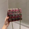 CC Cross Vücut Kadınlar Mini Renkli Yünlü Yünlü Flep Torbalar Yeşil Deri Zincir Vintage Donanım Çanta Tasçısı Tasarımcısı Trend Taşlı Crossbody Cüzdanlar Handba