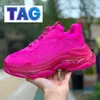 Designer Triple S Clear Sole Casual Shoes Men Women Sneakers Red Turquoise Neon Green Paris Luxe Triple-S Black Wit Pink M