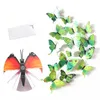 12 pcs 3D Papillon Sticker Mural PVC Simulation Stéréoscopique Papillon-Mural Autocollant-Réfrigérateur Aimant Art Decal Chambre D'enfant Décor À La Maison SN5039