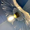 ペンダントランプノルディック日本語LEDガラスライトブラスバー通路廊下ポーチバルコニー装飾花の形吊りランプ