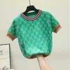 Women's Knits & Tees designer New Korean Short Sleeve Women Sweaters Summer 2022 Elegant O Neck Beading Flower Knitted Tops Female Pullover Jumper Clothes XSGR