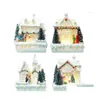 Noel Dekorasyonları Noel Dekorasyonları Uroan Beyaz Beyaz Muhteşem Ev Binası Tatil Reçine Noel Ağaç Süs Hediye Yıl DH9ZF