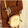 1Pc Simulation Kawaii Bread Toast Backpack Plush Toy Cute Plush Doll Soft Food Bag Shopping For ldren Girls Birthday Gifts J220729