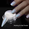 Nagel glitter spiegel nagelpoeder pigment parel wit wrijven op kunststof chroom aurora blauwe manicure holografische decoraties