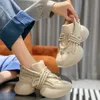 Vestir sapatos casuais a nova vers￣o coreana grossa solada de cintura papai no outono de 2022 Feminino, vers￡til sports sports casual