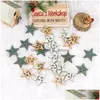 Christmas Decorations Christmas Decorations 24Pcs Year 2022 Angel Wooden Pendants Star Xmas Tree Diy For Home Kids Gift Hanging Drop Dhb5R