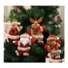 クリスマスの装飾クリスマスデコレーション2PCS人形吊りペンダントノエルナタールクリスマスツリーサンタクロース雪だるまエルク装飾
