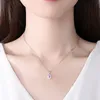 Retro Pendant Necklace S925 Pure Silver Red Gemstone 3A Zircon High end Necklace Korean Fashion Women Collar Chain Wedding Party Jewelry Valentine's Day Gift SPC