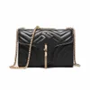 Designer Crossbody Väskor Mode Brev Axelväska svart Kvinna Handväskor läder Metall Kedja Clutch söt Flik tygväska Trådskydd Solid Hasp korthållare Plånböcker