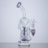 Beautiful Fab Egg Hookahs 10 Inch Small Bongs Double Recycler Smoking Pipe Turbine Perc Oil Dab Rigs Purple Pink Green Glass Water Pipes With 14mm Joint