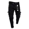 Herren Jeans kleines Loch, die solide neue Mode gewaschene europäische und amerikanische Wind Casual Style Hosen geschleudert haben