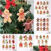 Christmas Decorations Christmas Decorations 6/12Pcs Gingerbread Man Tree Pendant Decoration Home Penda Drop Delivery Garden Festive Dho5U