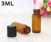 1ml 2ml 3ml 5ml 10mlアンバーガラスローラーボトルとエッセンシャルオイル用のステンレススチールボール1100pcs/lot