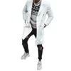 Men Wool Coat Double-Breasted White Pocket Lapel Long Trench Oversize Outwear Fashion Casual Office Jacket Spring Thin