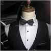 Bow Ties Fashion Mans Engagement Wedding Ties Dress Elegant Adjustable Bow Tie Plaid Pattern Business Suit Shirt Bowtie Drop Deliver Dh4Lo