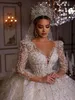 Sparkly Pailletten -Hochzeitskleid gegen Hals drei Viertelhülle Brautkleider maßgeschneiderte Dubai Perlen Saudi -Arabisch Vestido de Novia