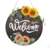 Christmas Decorations Christmas Decorations American Country Round Hanging Welcome Door Sunflower Wooden Decorationchristmas Drop De Dhrji