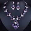 Choker Bridal Jewelry Sets 8 Colors Drop Gemstone Necklace Earrings Female Banquet Dress For Temperamen Accessories 2022