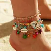 Anklets vintage skalp￤rlor stj￤rnfisk f￤rgglad f￶r kvinnor handgjorda klocka ankel armband boho fot smycken chelet cheville femme