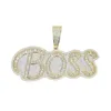 Volle 5A Kubikzircon Gepflasterte Brief Boss Halskette mit Kette für Frauen Männer Iced Out Hip Hop Halsketten Schmuck Großhandel